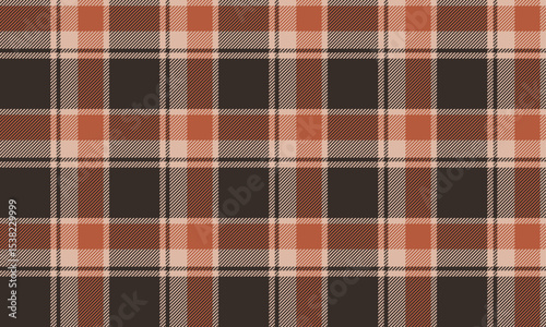 Seamless plaid pattern, brown, orange, cream, for designing clothes such as skirts, pants or casual wear, add a touch of flair to your fashion, vector illustration.
