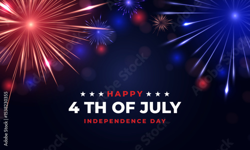 4 th of july independence day. United States Independence day. Red blue fireworks background 