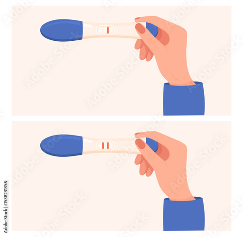 Vector image of a pregnancy test. The long-awaited baby. Test for the presence of hCG in the body. Element for your design.