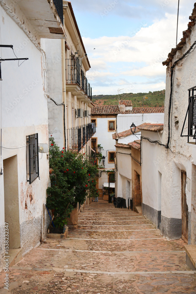 Obraz premium Narrow street with old beautiful houses in Alcaraz town