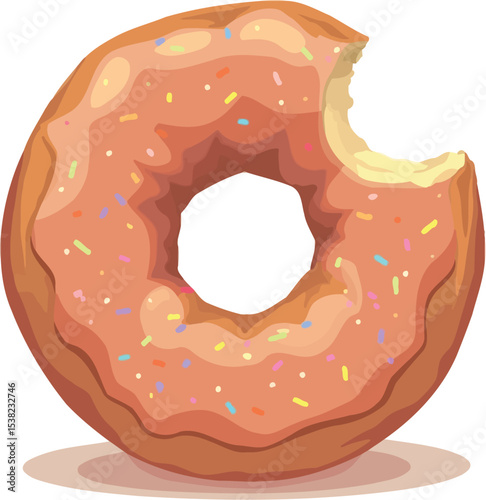 Delicious Donut with Sprinkles and a Bite Taken Out of It