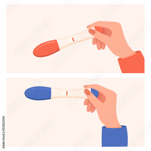 Vector image of a pregnancy test. The long-awaited baby. Test for the presence of hCG in the body. Element for your design.
