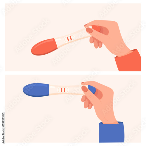 Vector image of a pregnancy test. The long-awaited baby. Test for the presence of hCG in the body. Element for your design.
