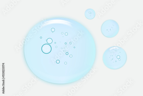 Cosmetic clear cream gel texture squeezed isolated on white background. Transparent serum drops close up
