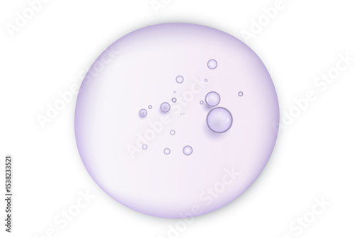 Purple serum sample, Liquid gel or serum on microscope screen with isolated white background.