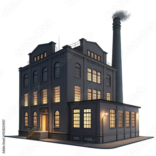 Industrial Revolution Factory: Historic Building Illustration