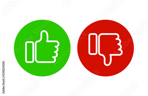 thumb up and thumb down buttons – vector icons