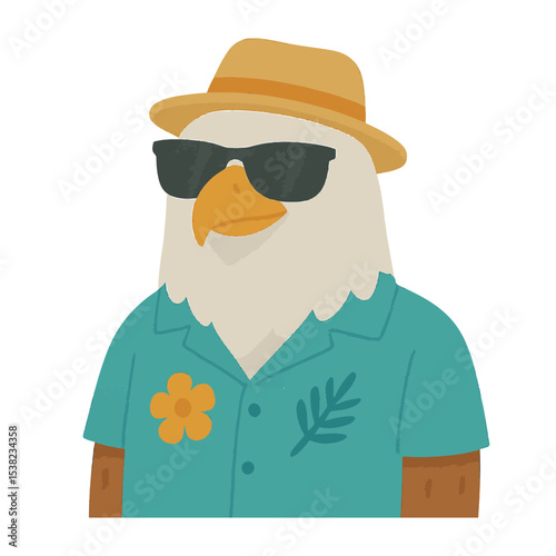 eagle in summer clothes animal vector on white background vector animal in summer hat and sunglasses on white background