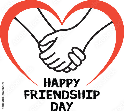 Happy Friendship Day Handshake in Heart Shape Vector Illustration