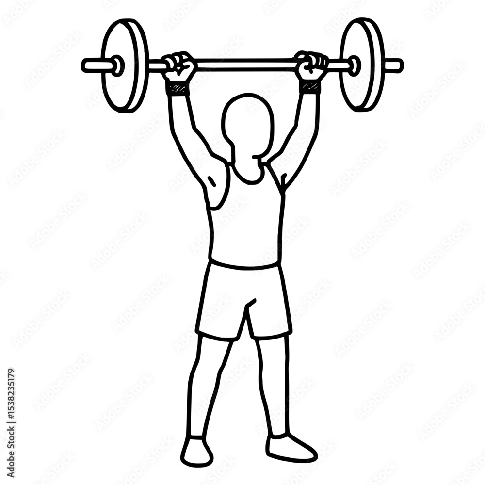 Obraz premium man lifting barbell in fitness activity line art illustration for healthy lifestyle content