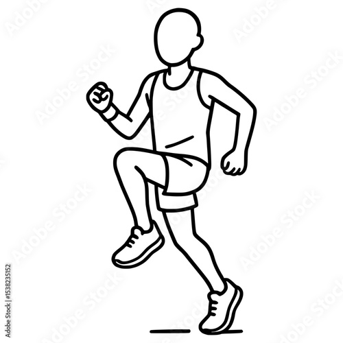 athlete doing high knees exercise in minimal line style for fitness content
