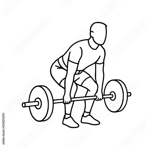 man lifting barbell in fitness activity line art illustration for healthy lifestyle content

