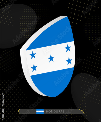 Honduras Flag Shield icon in 3D on Dark Modern Abstract Rugby Background.