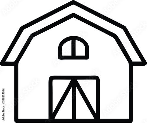 Rustic Barn Illustration, Farmstead Architecture, Country Landscape, Vector Art, Minimalist Design