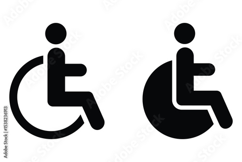 WC sign icon. Toilet symbol. wheel chair icon vector. Washroom vector icon. Handicap toilet sign, vector illustration