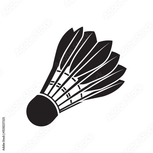 Minimalist black silhouette of a badminton shuttlecock for sports related designs. simple vector icon on white background