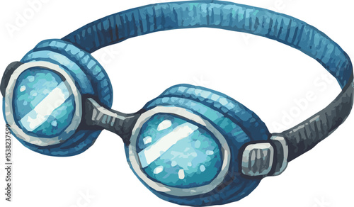 Vector watercolor painted illustration of swimming goggles