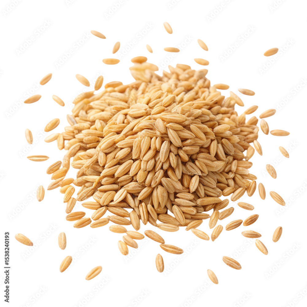Obraz premium Variety of isolated grains laid out on a white background showcasing their natural texture and color