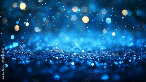 Abstract background with glitter and water, creating a feeling of magic and freshness. Useful for designs related to water and purity.