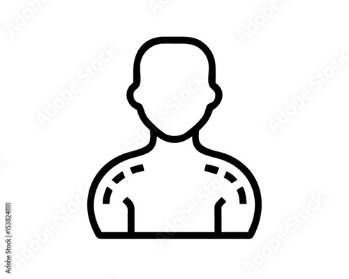 Medical illustration of a person with highlighted shoulder anatomy.