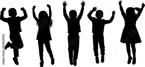 Boy Girl Silhouettes Jumping: Happy Kids & Childhood Joy

