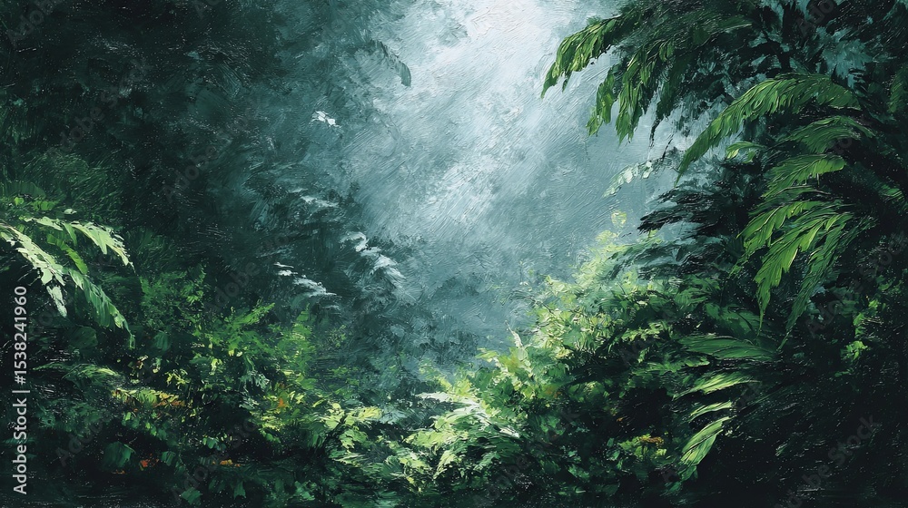 Fototapeta premium Peaceful winter landscape oil painting with snow-covered fields and distant mountains, created with soft textured brushstrokes, evoking calmness and natural serenity