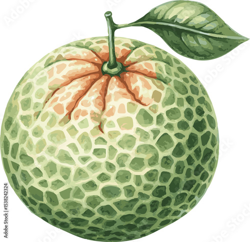 Vector watercolor painted illustration of a pomelo