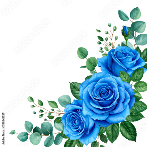 Blue flowers isolated on white background