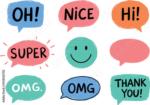 Colorful Speech Bubbles: Expressive Hand-Drawn Communication

