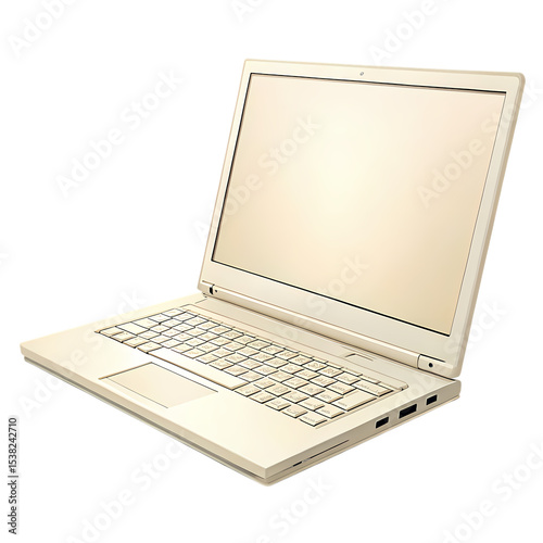 Cream-Colored Laptop Computer: Isolated Product Shot for Technology Websites and Marketing Materials