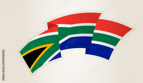 South Africa Flag in Abstract Ribbon Shape, National Symbol of the South Africa.