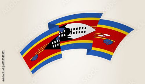 Swaziland Flag in Abstract Ribbon Shape, National Symbol of the Swaziland.