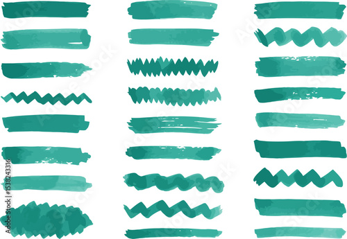 Teal Watercolor Brush Strokes & Underlines Set