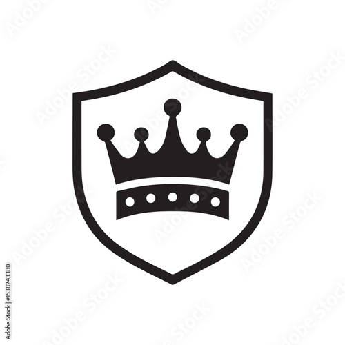 A crown symbol with a shield vector illustration
