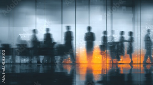 Wallpaper Mural Blurred business people meeting in modern office building conference room, Generative AI. High quality Torontodigital.ca