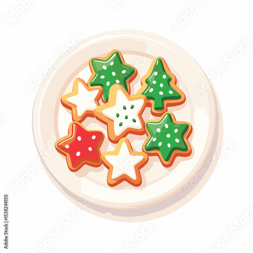 Festive holiday cookies arranged on a plate, seasonal delight