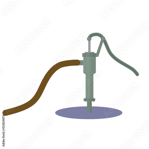 Water pump with hose. Vector illustration. 