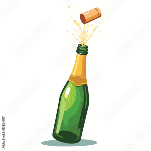 Champagne bottle uncorked with frothy splash, celebration essence