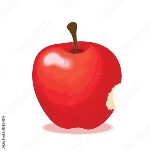 Glossy red apple with a bite taken, freshness and temptation