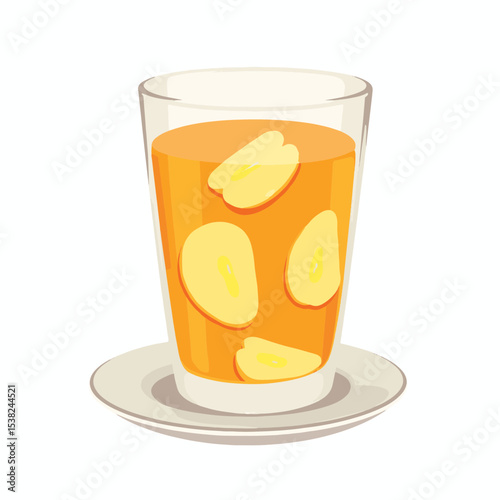 Clear glass apple compote illustration on white background, minimalist design