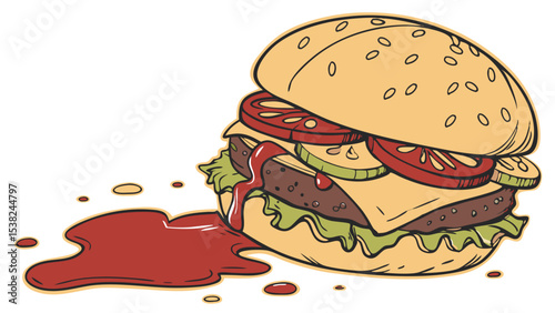 "Tasty Burger Isolated Vector Illustration"

