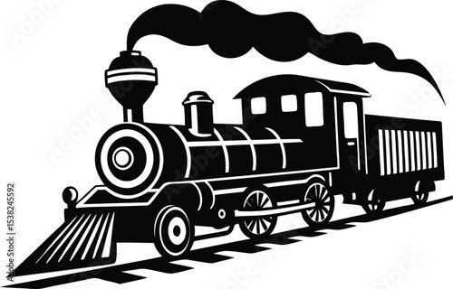 Vintage steam train in motion, old locomotive engine, classic railway transport, historic train travel, industrial revolution, antique train, scenic railroad journey, nostalgic steam engine ride