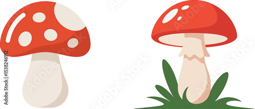 Vibrant Red Mushroom Illustration Nature's Fungi Art isolated on transparent background 
