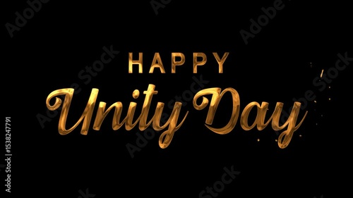 Wallpaper Mural Gold happy unity day text animation suitable for greeting cards, social media, invitations, posters, banners, flyers, and event decorations. Torontodigital.ca