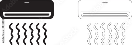 Air conditioner with cooling wall mounted. Vector icon.