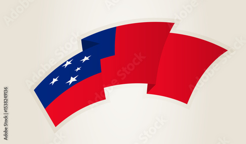 Samoa Flag in Abstract Ribbon Shape, National Symbol of the Samoa.