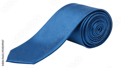 Rolled blue tie isolated on a white background PNG. AI GENERATED