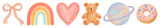 PNG Cute pastel icons collection, element set on transparent background