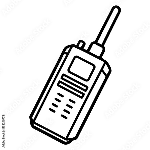 Modern walkie-talkie with digital screen in line art style