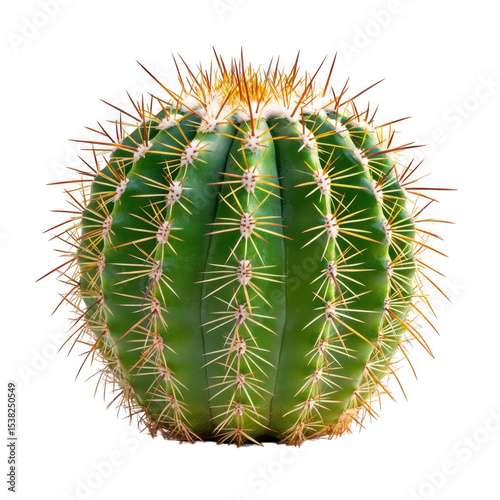 Green barrel cactus isolated on transparent background